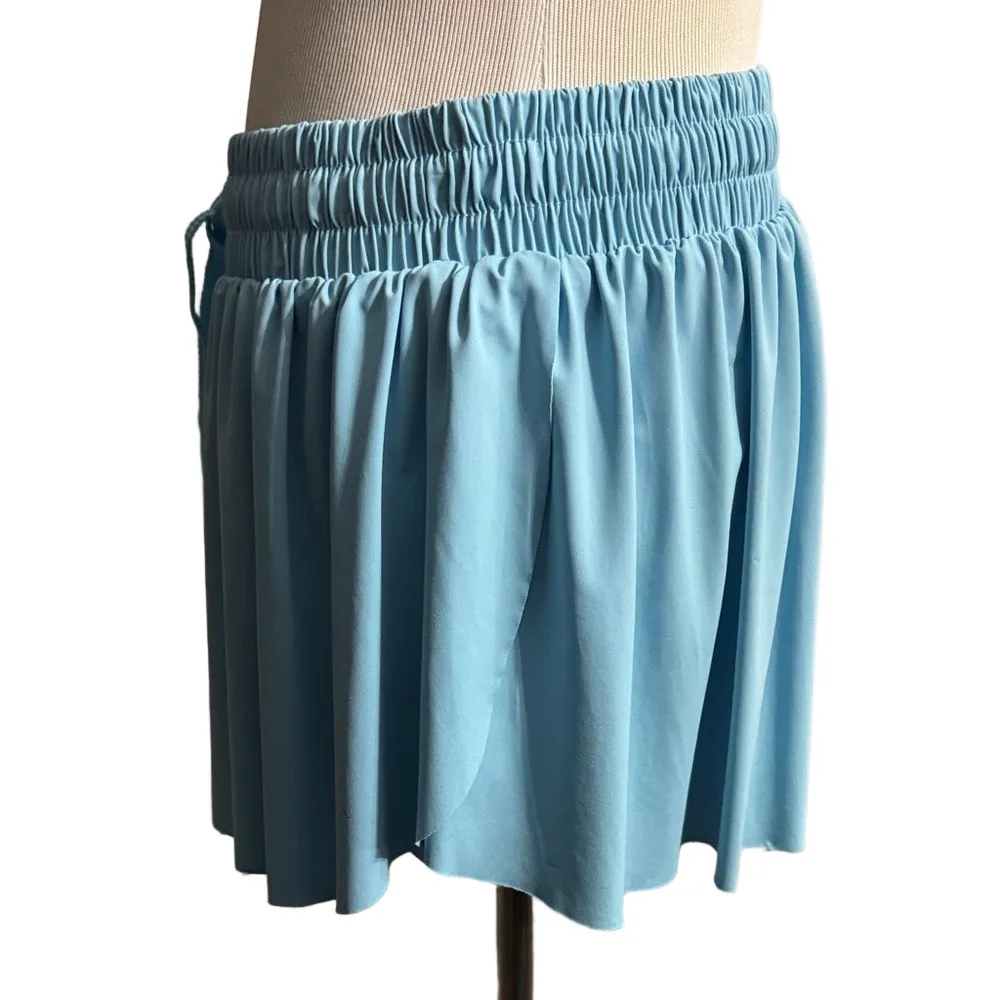 Sky Blue Elastic Waist Shorts Size XL - Image 4