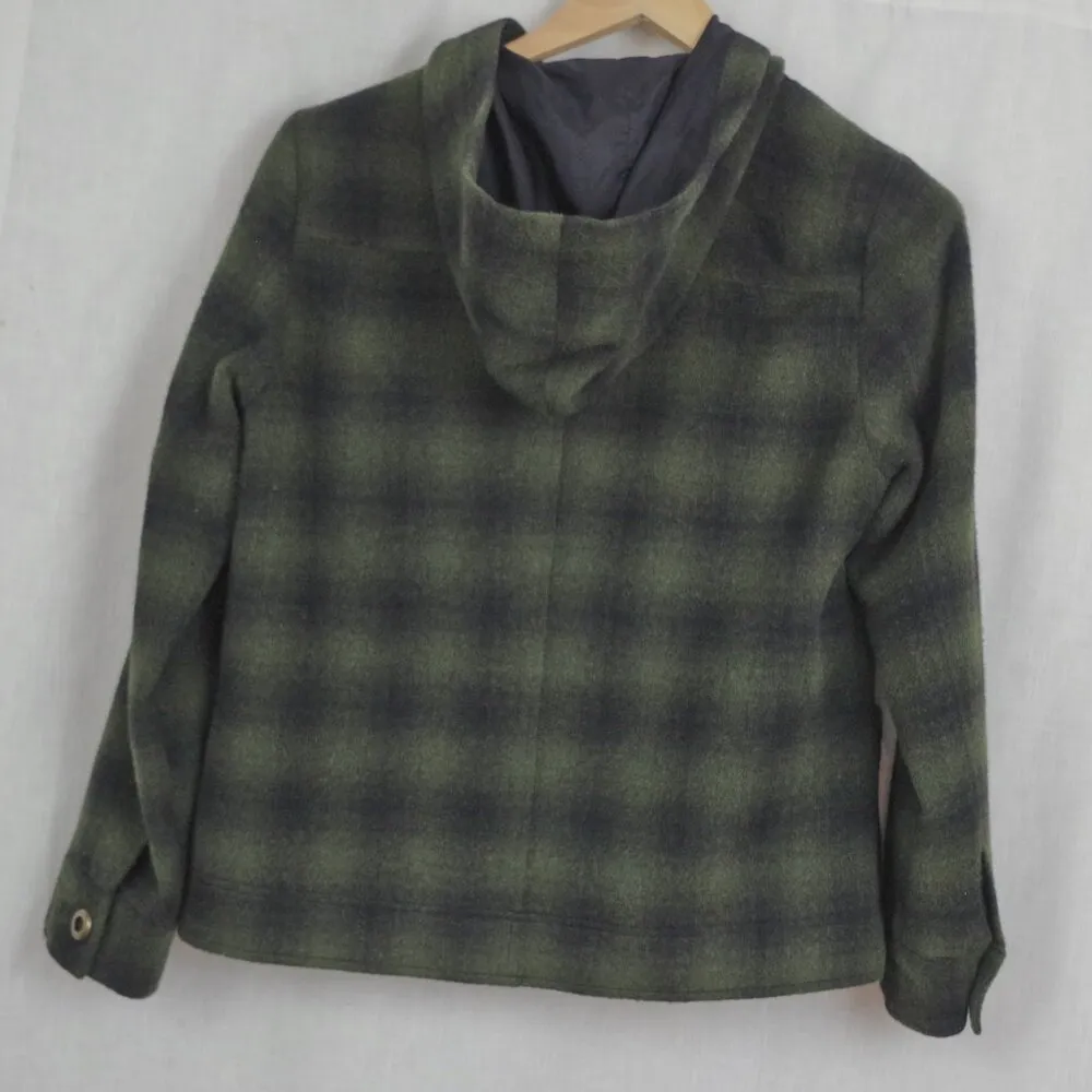 The Territory Ahead  Wool Blend Plaid Button Up Hooded Jacket Small - Image 6