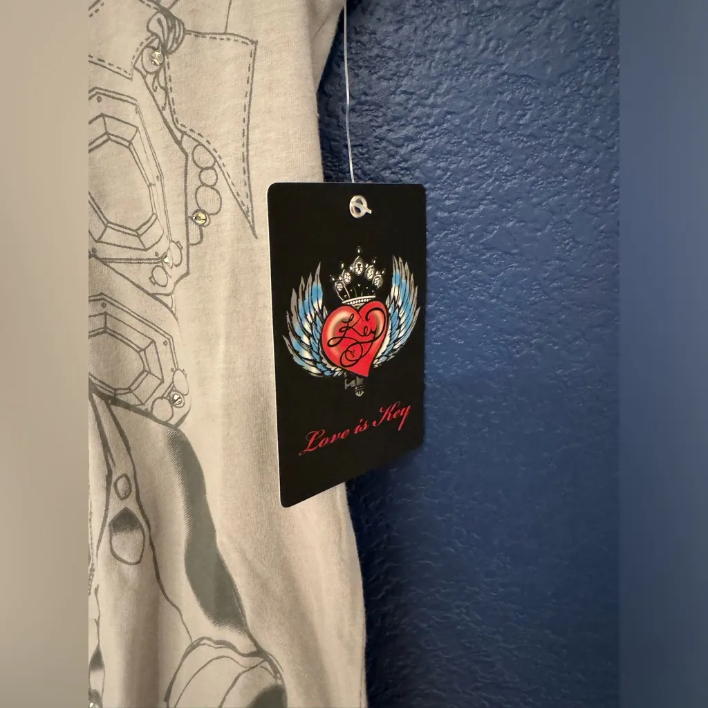 Key Closet Frenchie Light Grey Women’s Swarovski Studded Tank Top Size XS Gray - Image 6