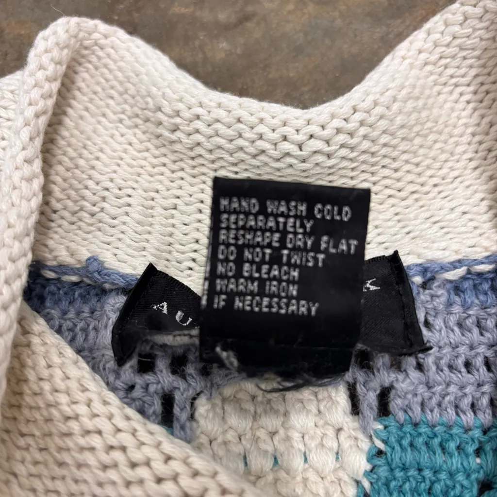 Vintage August Silk Knits Catharine Lover Crochet Star Sweater Grannycore Large - Image 6