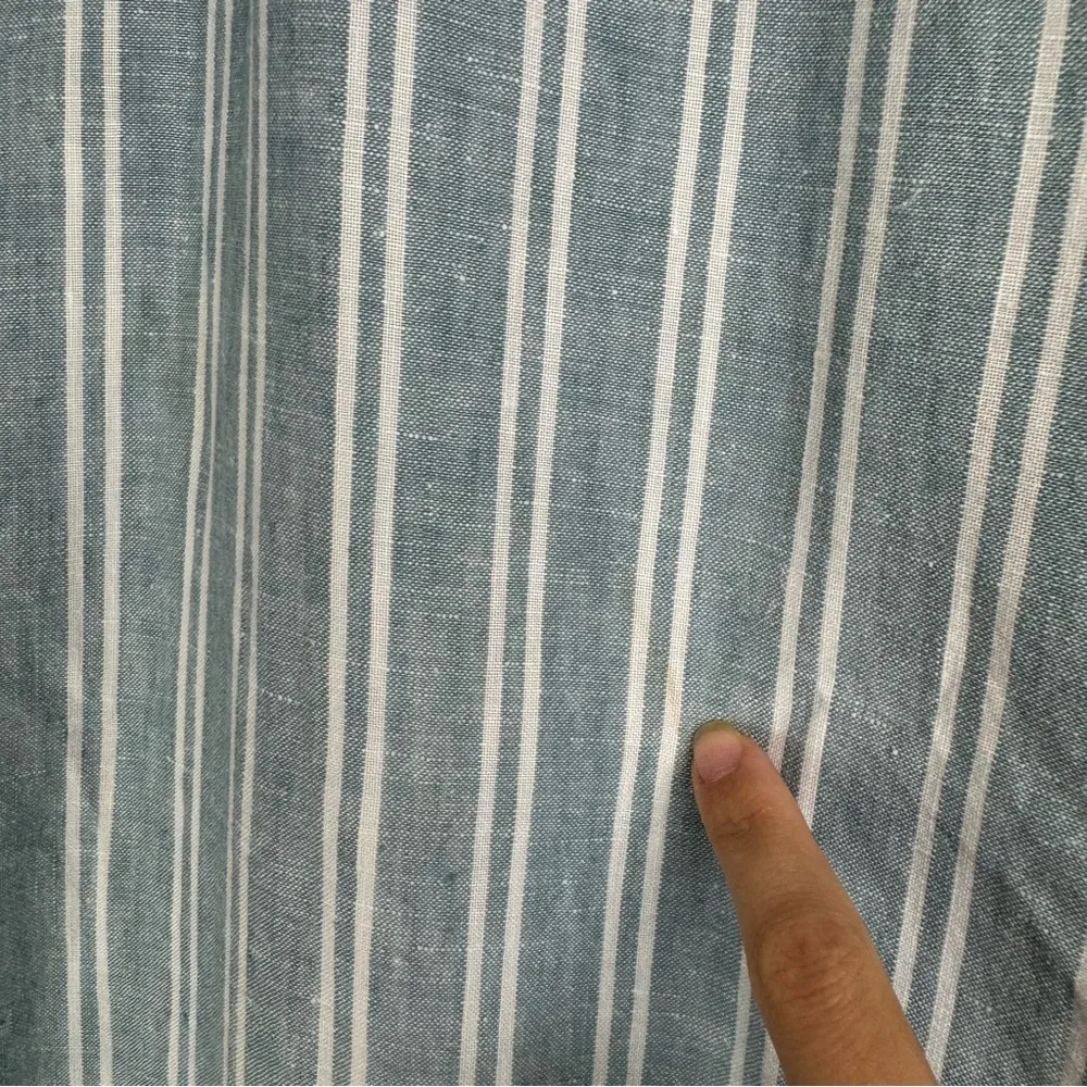 J. Jill Love Linen Midi Maxi Dress Sz Large Tall Blue White Stripe Slit Hem - Image 16