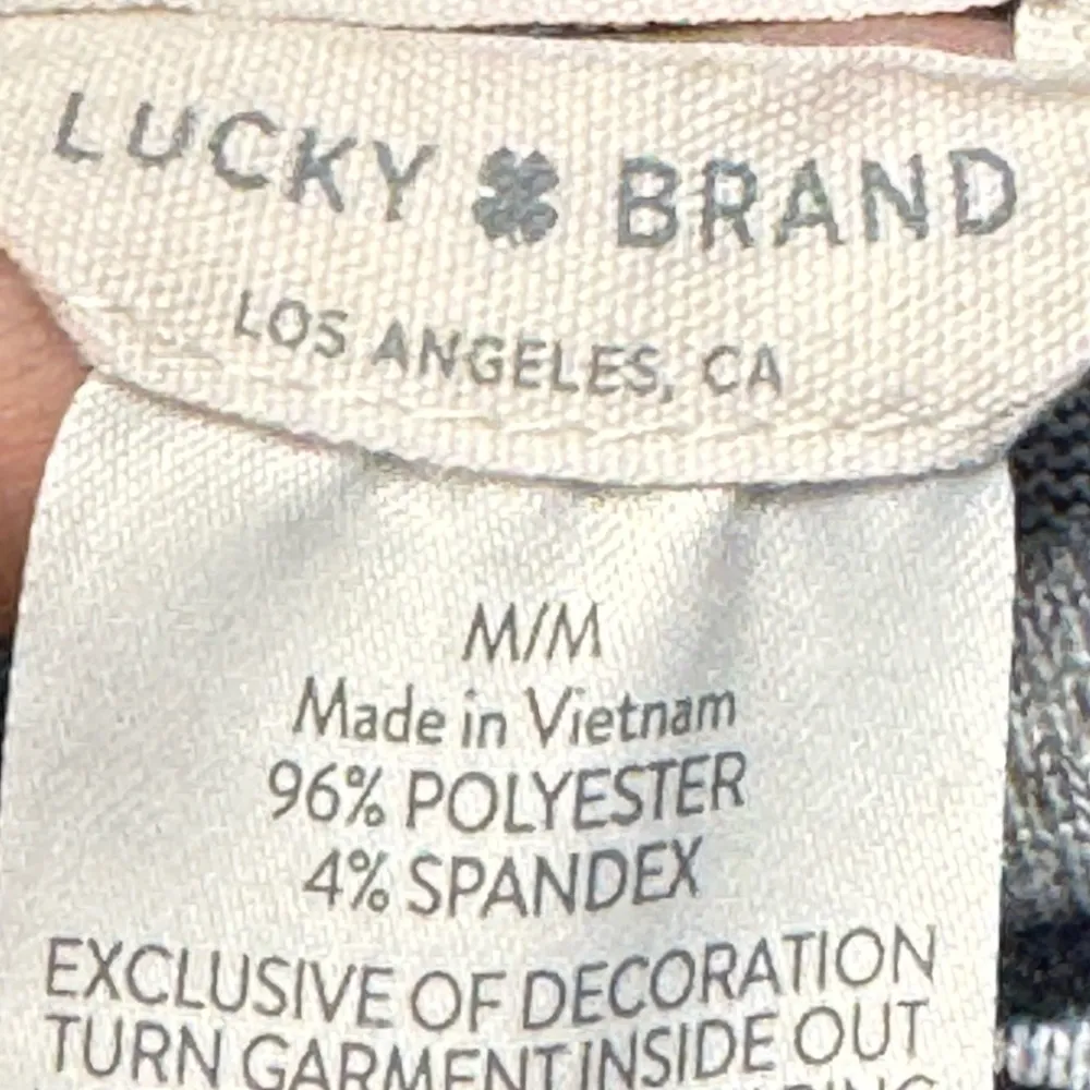 Lucky Brand Navy Shirt White Star Print S/S Patriotic Top Size Med EUC #5668 - Image 4