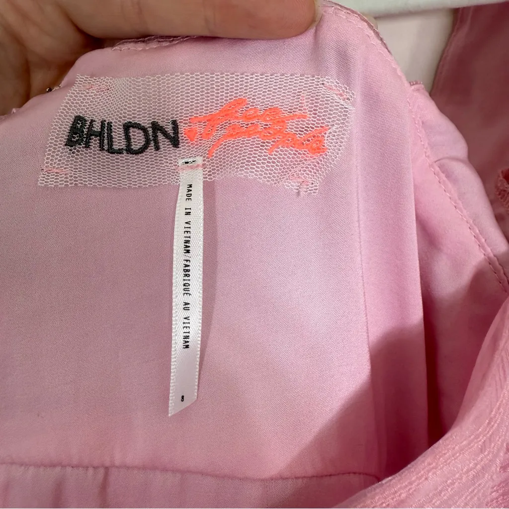 NWT BHLDN X Free People Alaine Pink Mini Dress Puff Sleeves Size 8 - Image 6