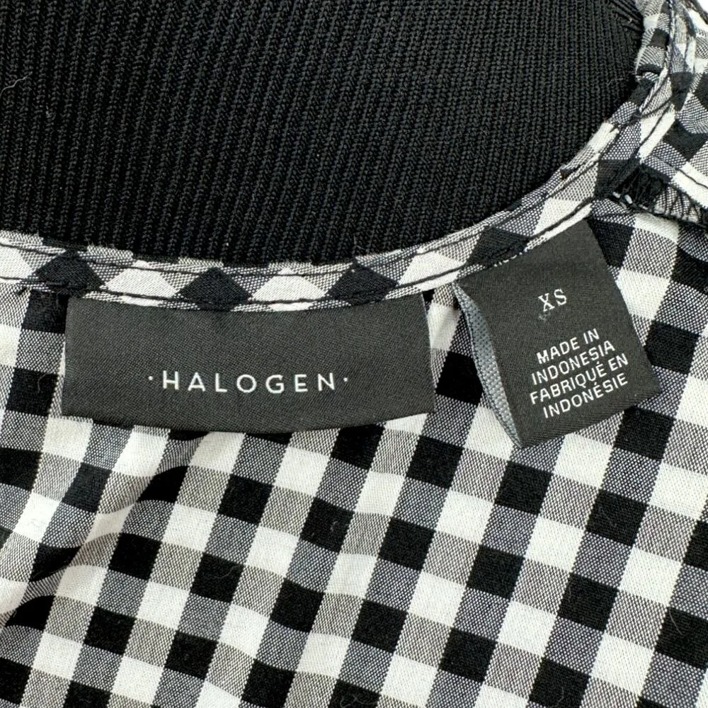 Halogen | XS | Gingham Check Poplin Ruffle & Button Detail Tunic Top Blouse - Image 3