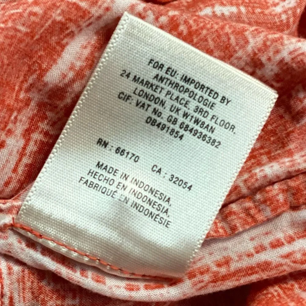 Maeve Anthro Calia Button Babydoll Tunic Top a orange white tie dye - Image 7