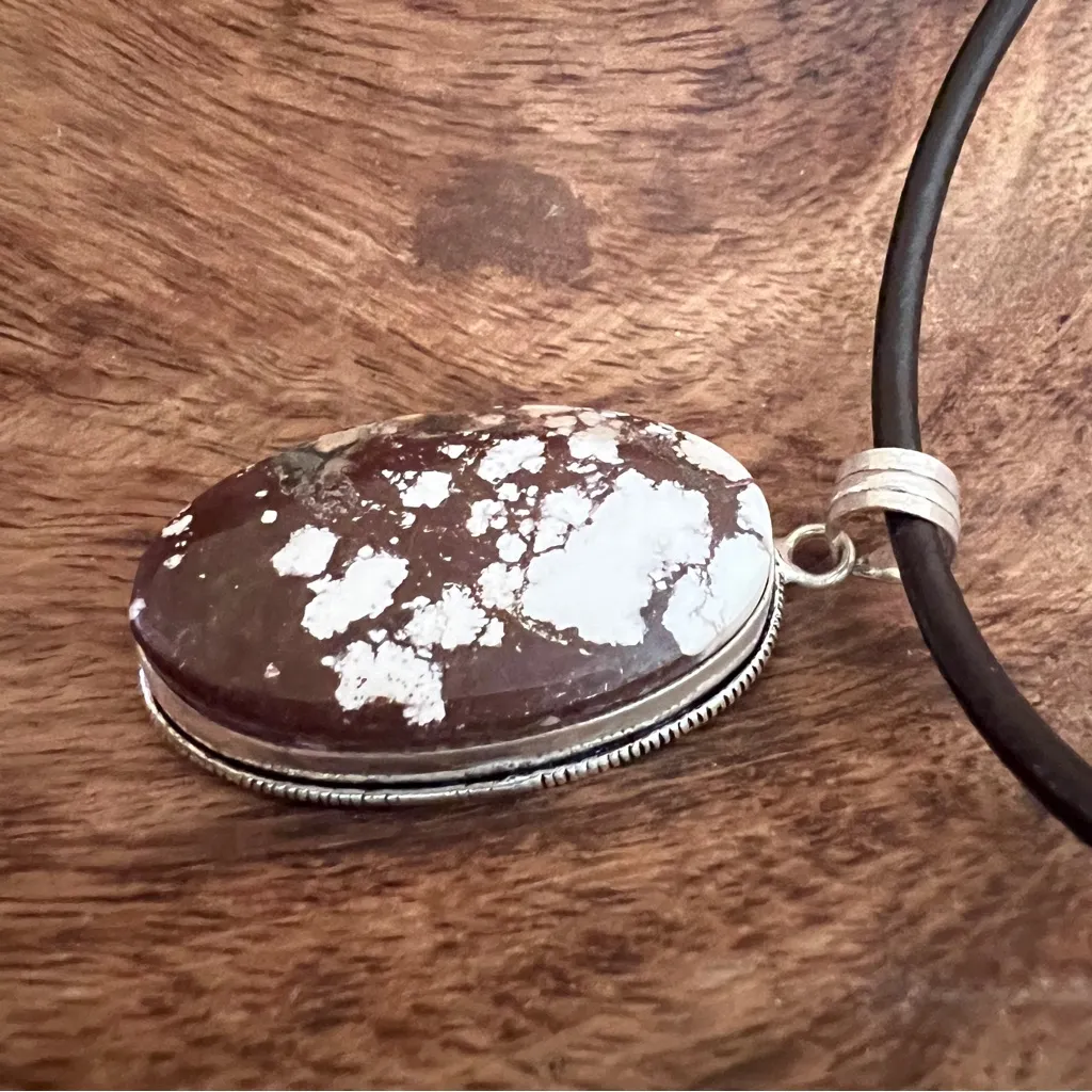 Wild Horse Turquoise 925 Silver Plated Necklace Native American Jewelry Brown - Image 6