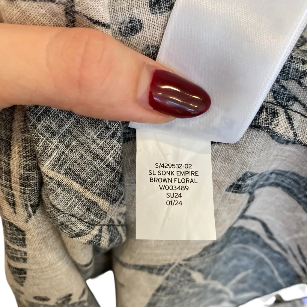 Gap Linen Floral Midi Dress Brown & Black With Removable Straps Small H66-809 - Image 10