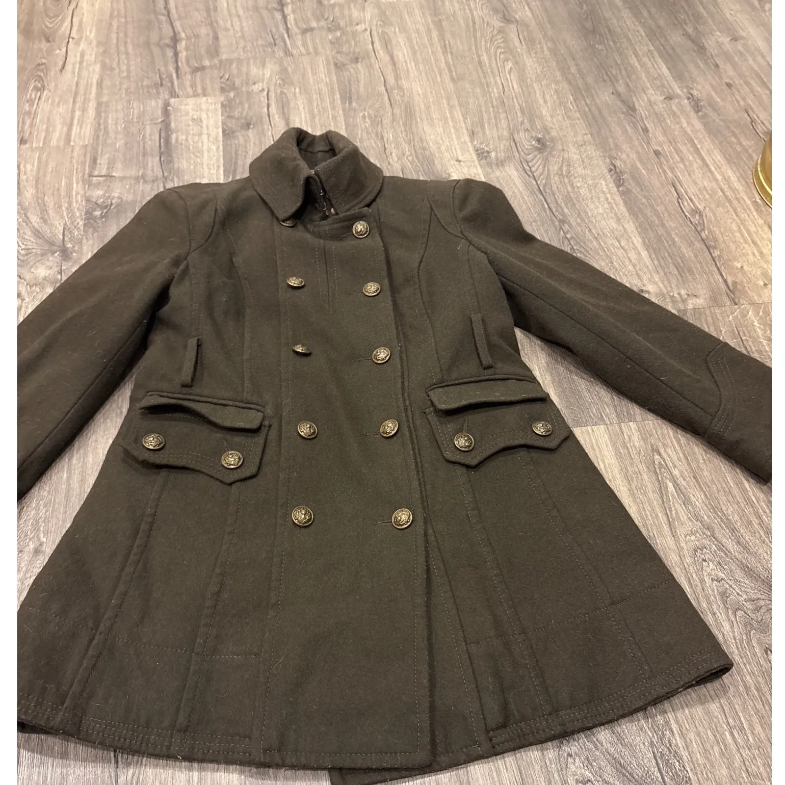 Worthington Vintage Wool Blend Military Style Double Breasted Button Coat M - Image 6