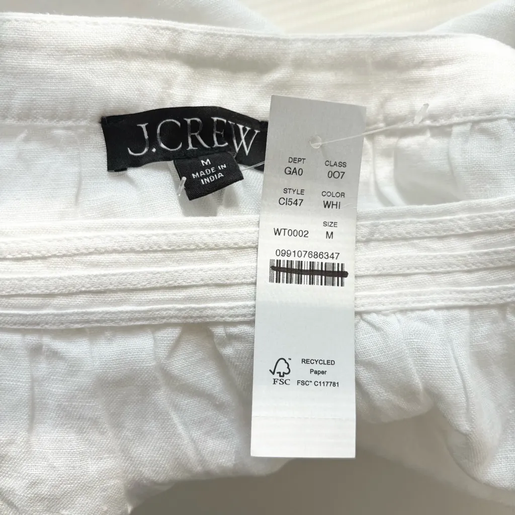 NWT J. Crew Sailor Squareneck Top Linen White - Image 4