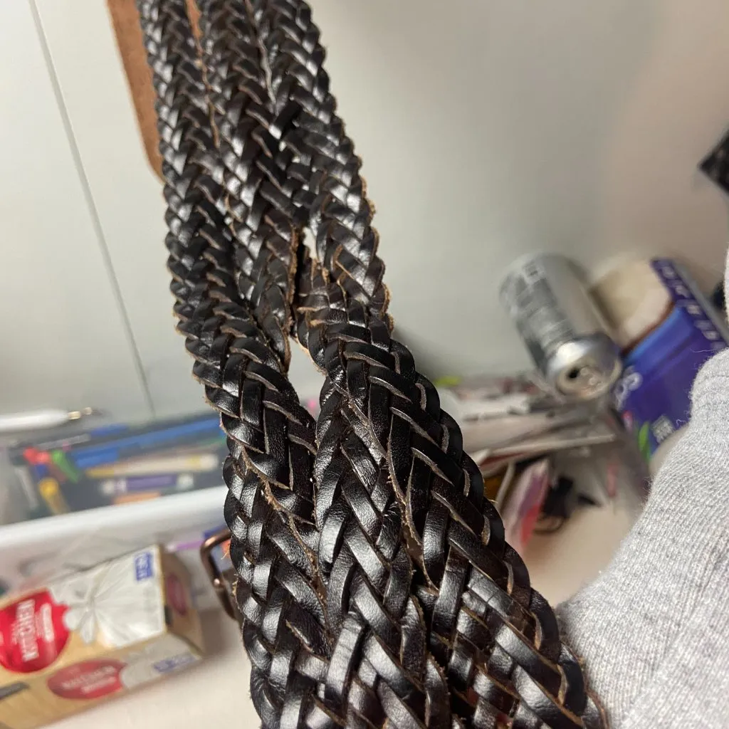 LP Vintage Collection Size M Genuine Leather Braided Wide Belt Brown Western - Image 2