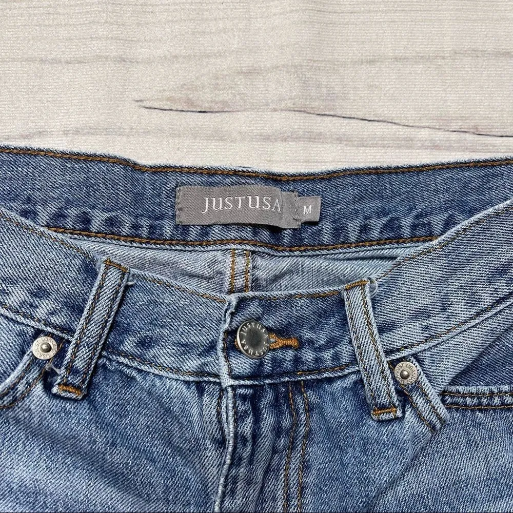 Just USA Womens Cut Off Jean Shorts Size Medium Denim Distressed Frayed Hem - Image 2