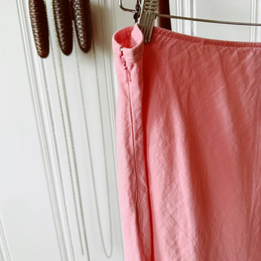 Eileen Fisher Linen Pink Aline Midi Skirt - Image 4