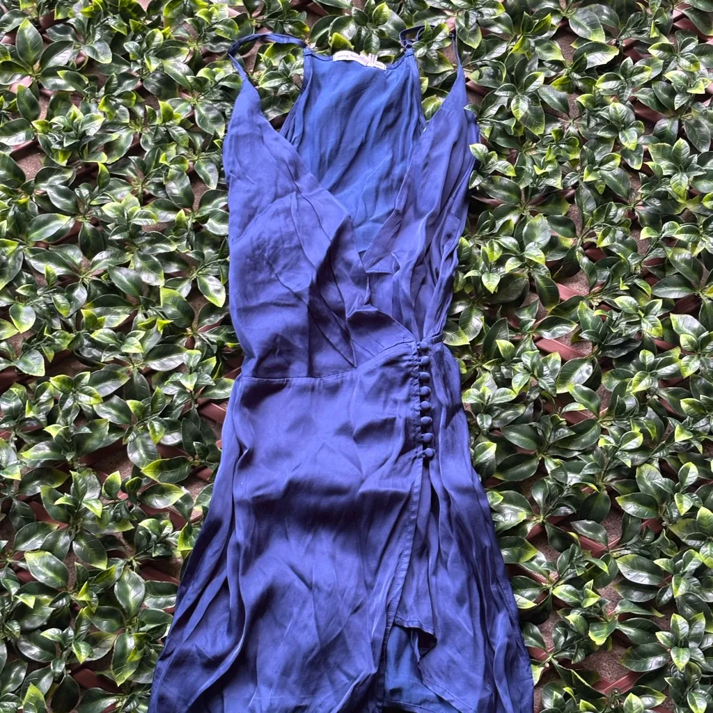 Young Fabulous & Broke Elegant Blue Satin Dress - Image 2