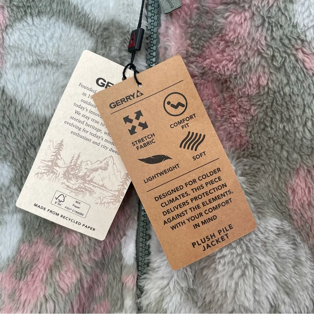 Gerry Floral Sherpa Fleece Jacket Women's Small Pink Green Fuzzy Full Zip Cozy Size undefined - Image 9