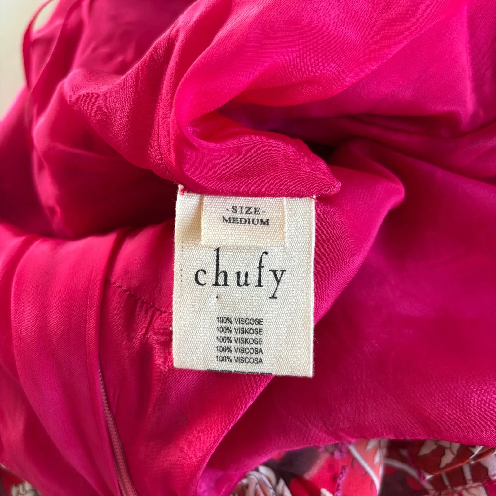 Chufy Khin Pink Floral Print One Shoulder Ruffled Dress Women’s Size Medium - Image 8