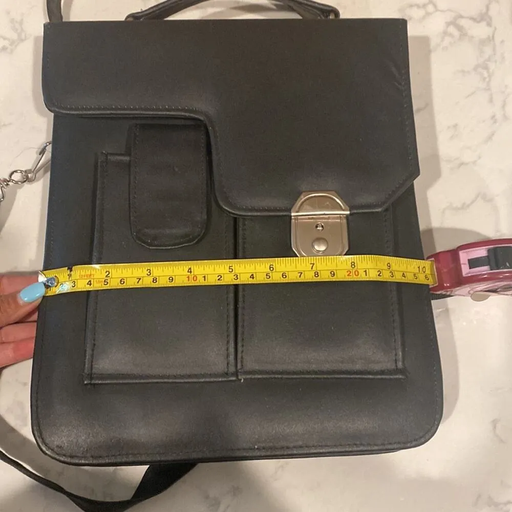 Vintage black nylon created and made in Mexico crossbody bag lock and key - Image 11