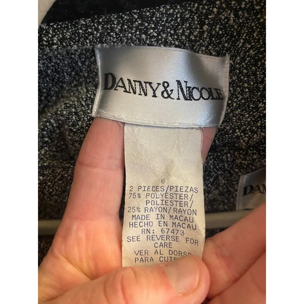 DANNY & NICOLE 2 PIECE Boucle Sleeveless dress & coat blacl & cream set SIZE 6 - Image 12