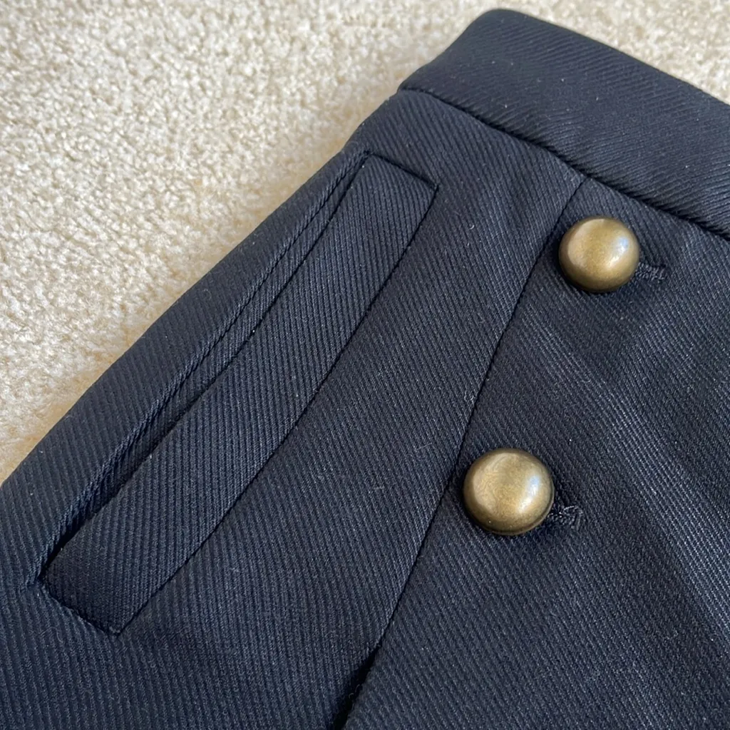 Express Sailor Black Twill Mini Skirt Pockets and Brass Buttons in Women’s 8 - Image 3