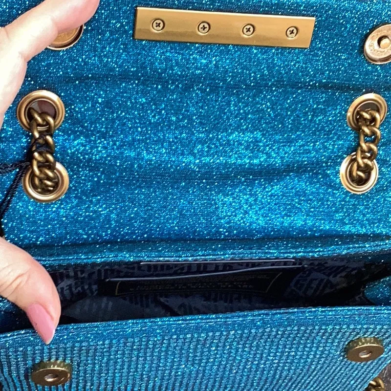 Kurt Geiger Brixton Mini Plate  Turquoise Rhinestone Crossbody Bag NWT - Image 6