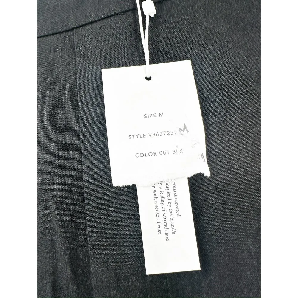 Vince Black Wide Leg Pleated Linen Blend Pull-On Slack Pants Size Medium NWT - Image 5