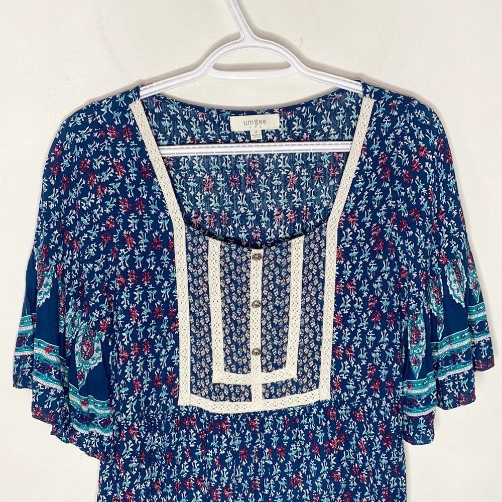 Umgee USA prairie style floral dress with lace trim size M - Image 47