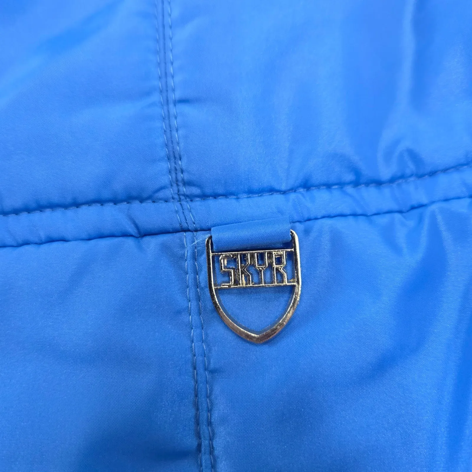 Vintage 80s SKYR Blue Nylon Ski Bibs Insulated Retro Snow Pants Size XS - Image 6