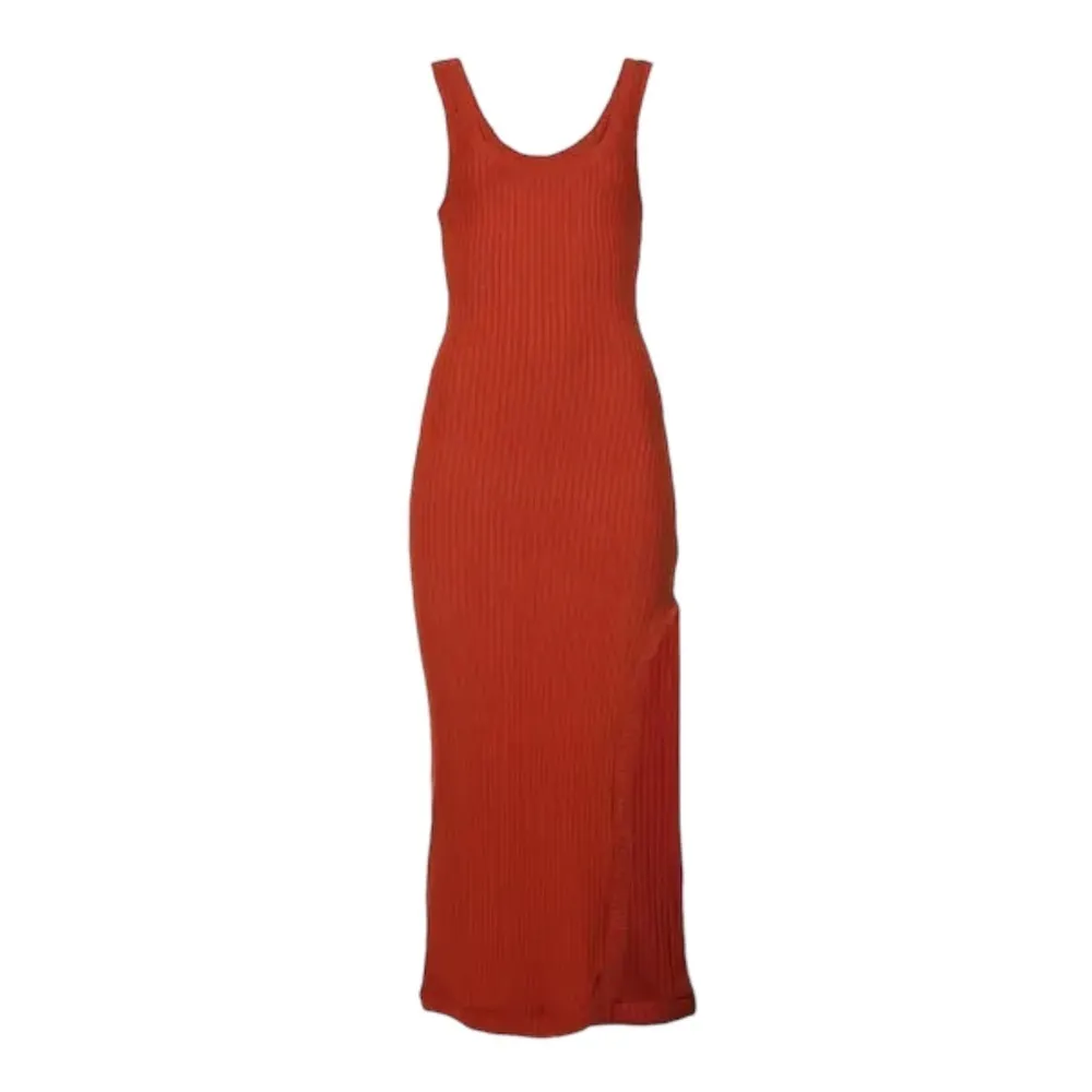 NWT Alix NYC Scoop Neck Stretch Jersey Ribbed Midi Dress in Rust Palma - Image 5
