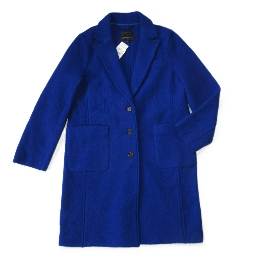 NWT J.Crew Olga Boiled Wool Topcoat in Royal Cobalt Blue Coat 10 $278 - Image 3