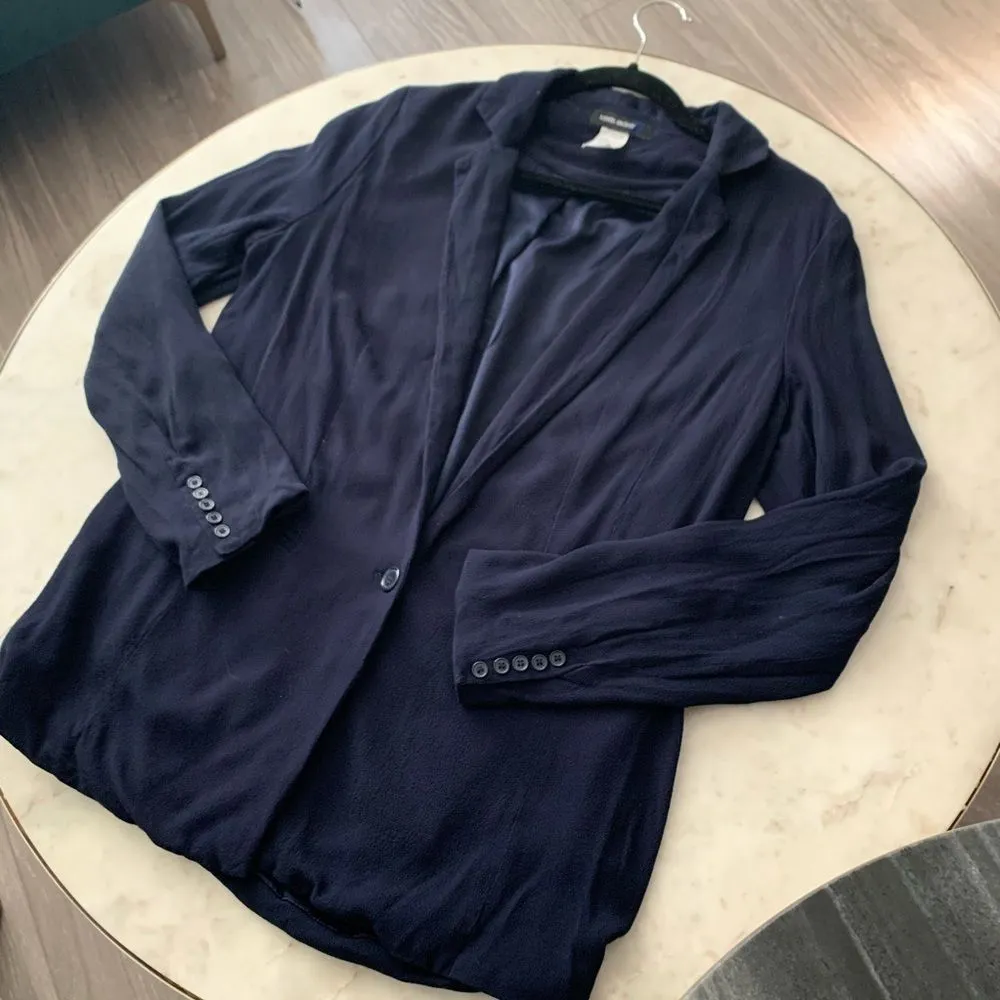 Level Eight Navy Blazer Single Button Minimalist Officewear Work Career Size M Blue Size M - Image 5