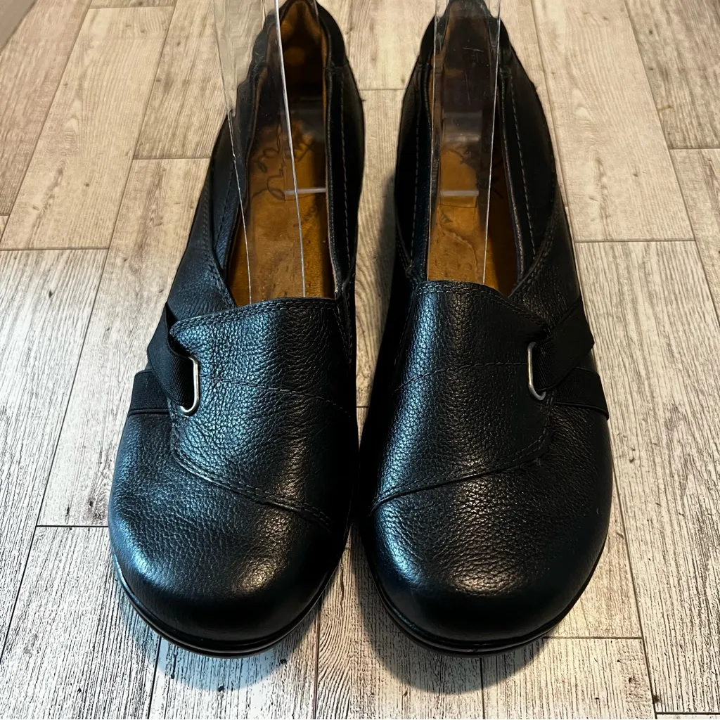 Natural Soul Ilena Slip-On Loafers Black Pebbled Leather Comfort Flats Size 8M - Image 3