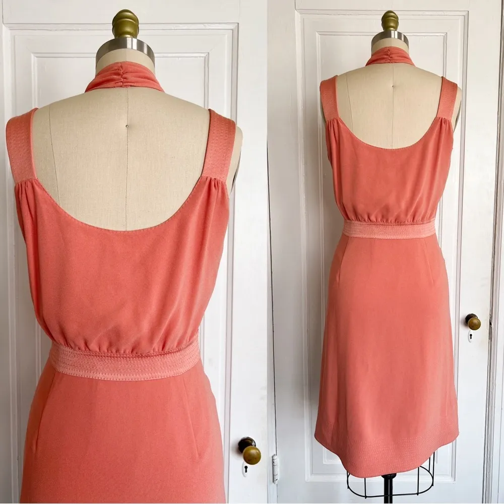 Tory Burch • Kaaren Dress tie front a-line coral peach salmon halter sleeveless - Image 11