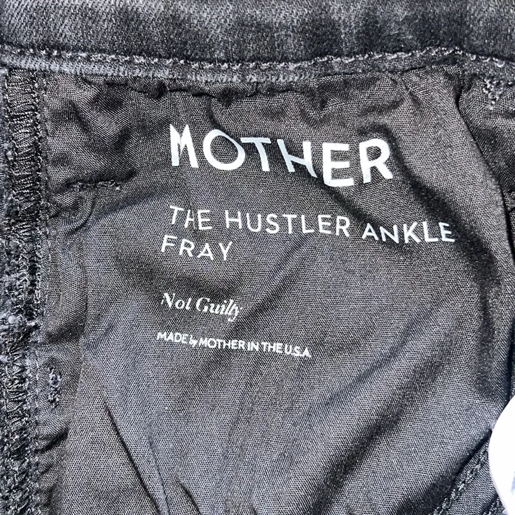 Mother The Hustler‎ Ankle Fray Jeans Not Guilty Black Wash Size 26 - Image 9