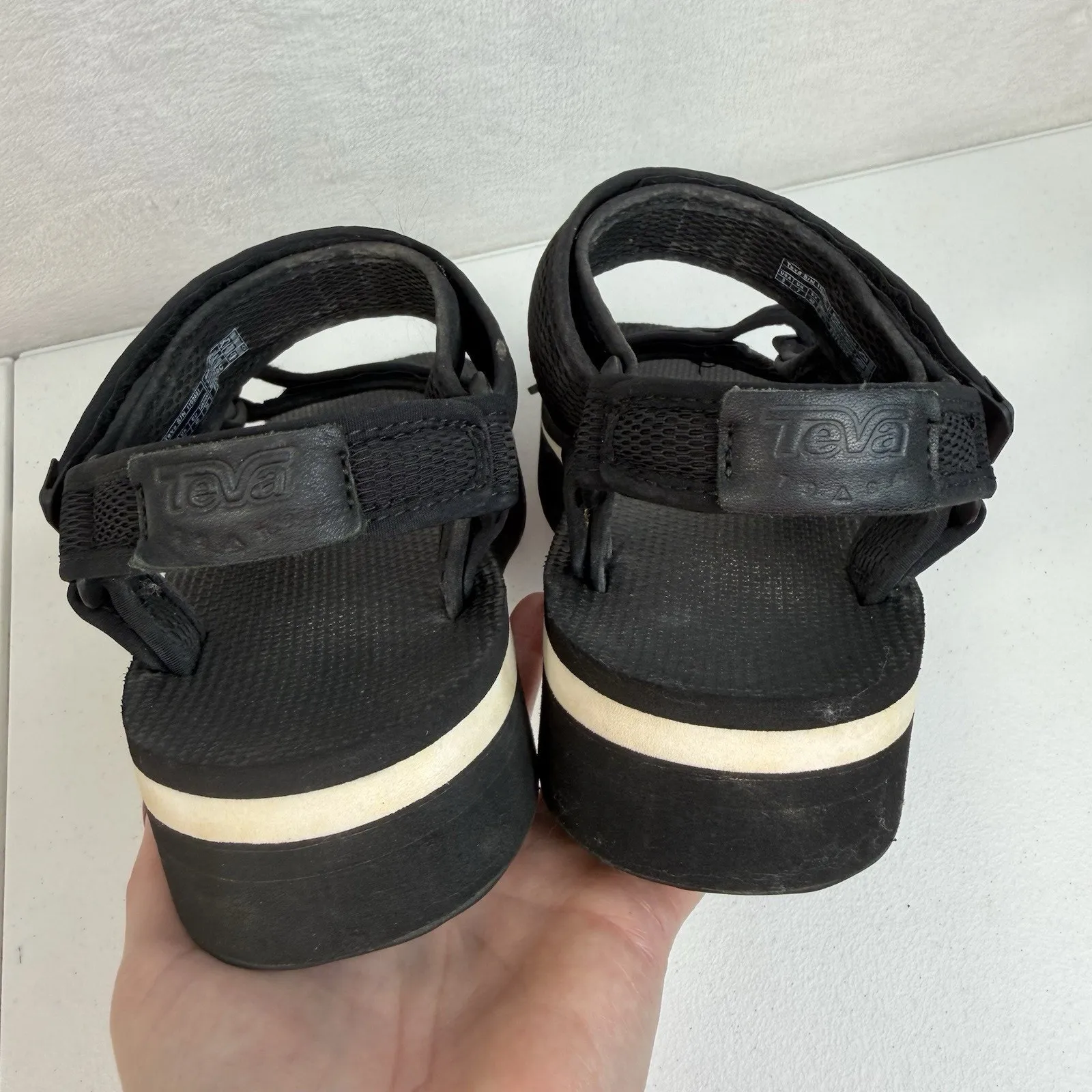 Teva Sandals Womens 9 Flatform Universal Platform Slingback 1102451 Black Mesh - Image 11