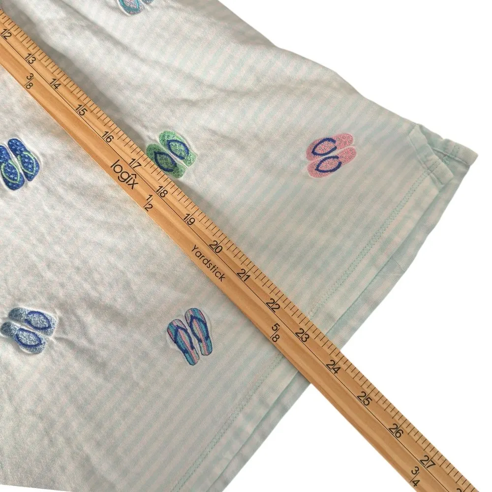 Talbots Embroidered‎ Sandals Striped Top Striped Nautical Beach Tee Women Size M - Image 10