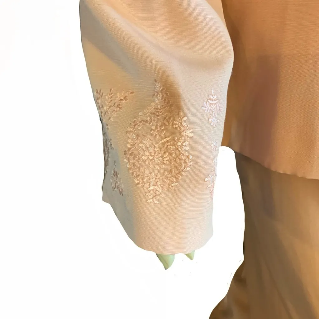 VINTAGE 1990'S NORTON MCNAUGHTON PEACH PANT SUIT WITH EMBROIDERED DETAIL (16) Orange - Image 8