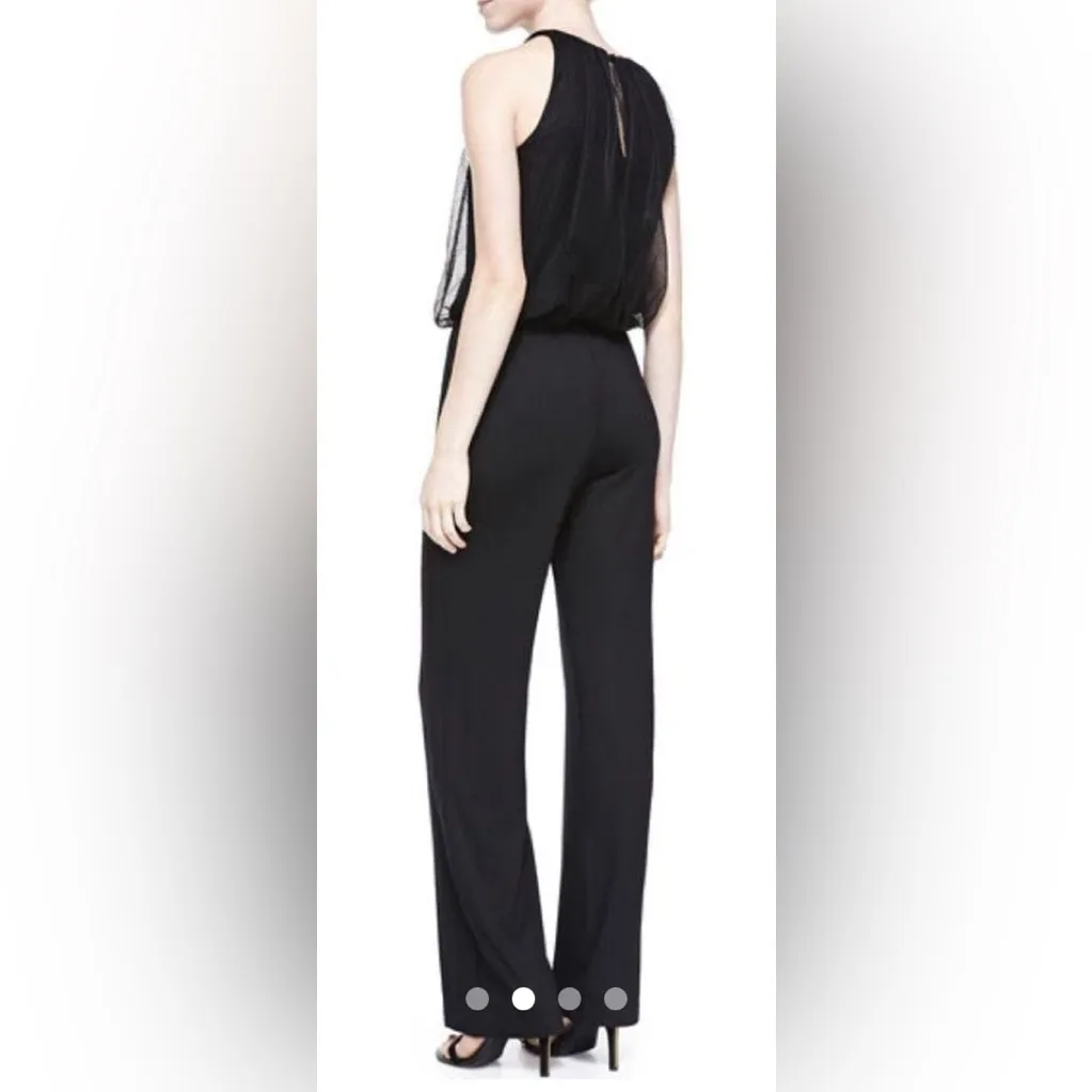Trina Turk Black Sleeveless Jumpsuit with Lacey Overlay on Top Size Small - Image 2