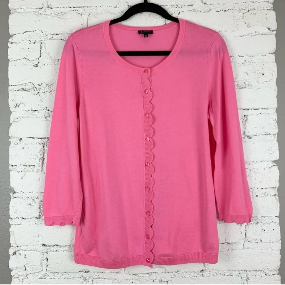Talbots Size M Pink CHARMING CARDIGAN - SCALLOPED EDGE - Image 2