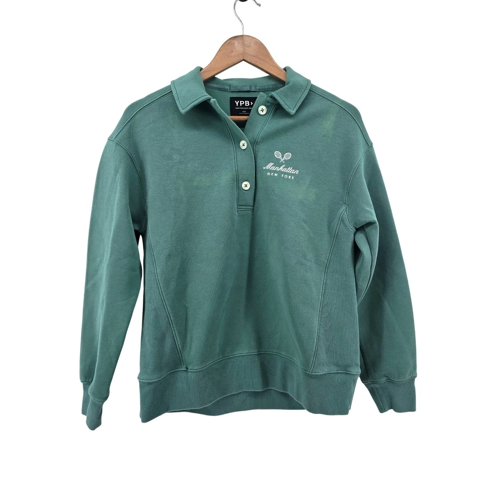 YPB Your Personal Best Green Manhattan New York Pickleball Sweatshirt XXS - Image 2