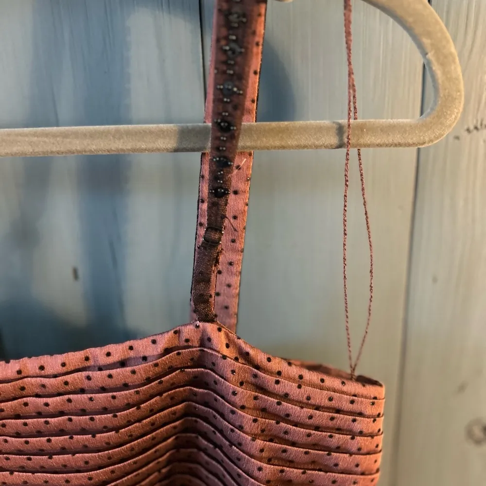 Papell Boutique Evening Maroon/Black Beaded Dress, Size 8 (Adjustable Spaghetti) - Image 6