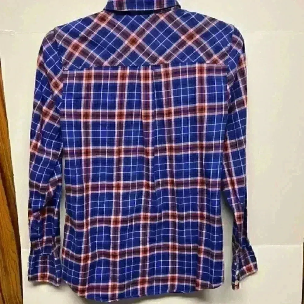 J. crew FACTORY J crew womens button down blue plaid flannel boy fit. XS - Image 5