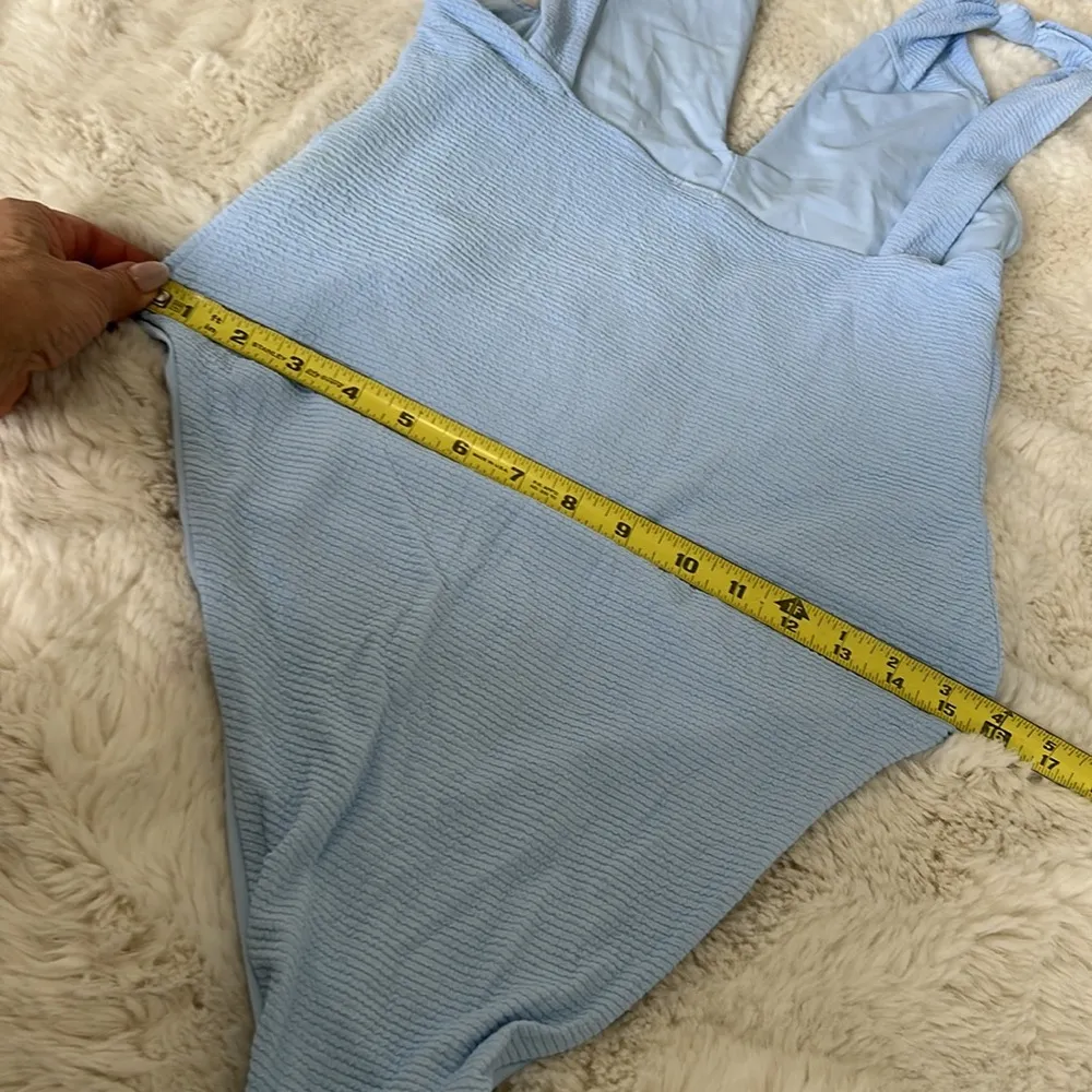 Bella Dahl Knotted Strap Light Blue Textured Swimsuit - Image 6
