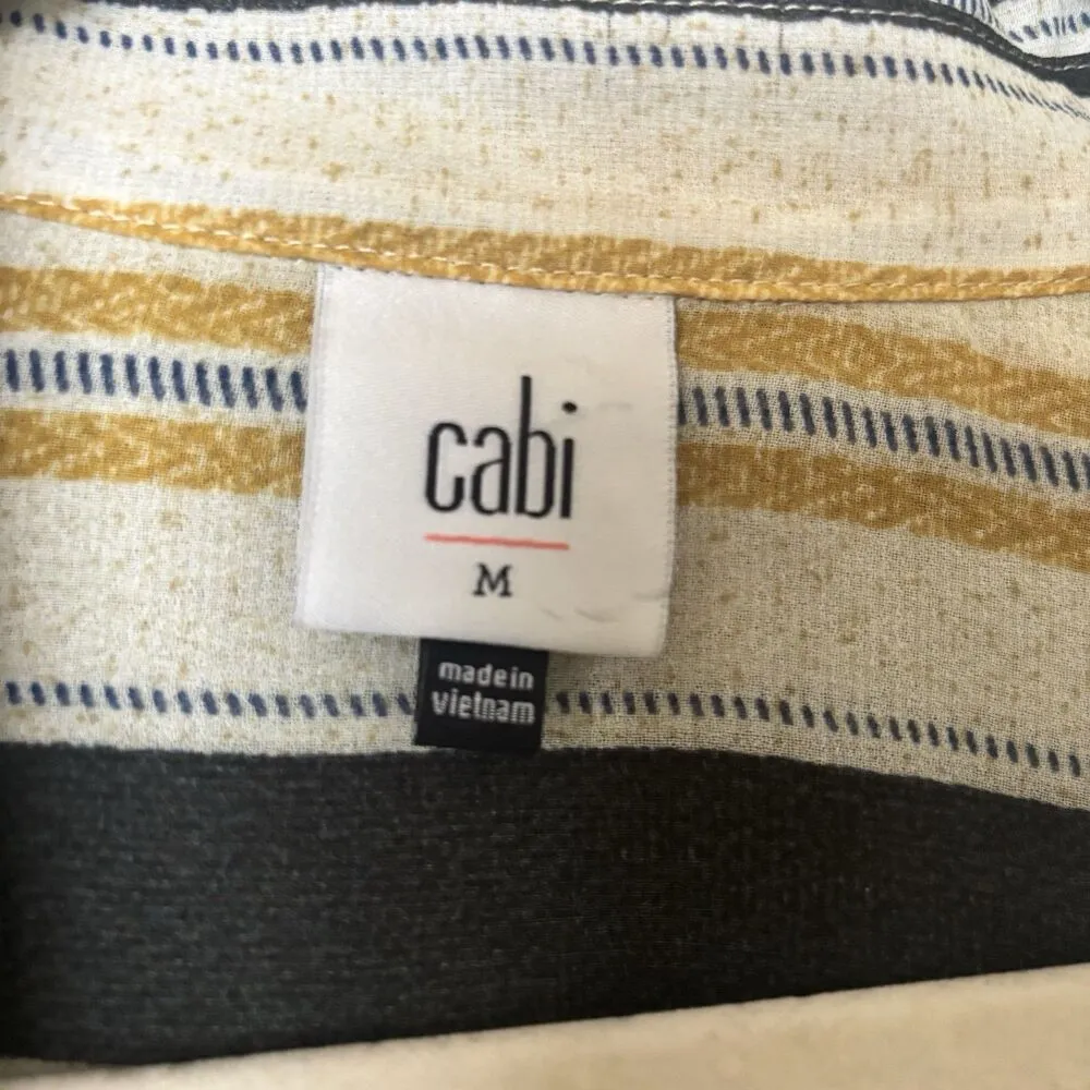 CAbi Caliber Blouse Style 4339 Womens Medium Multicolor Stripe Top Semi Sheer - Image 7