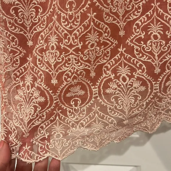 Sundance Rose Palace Embroidered Dress Size large Lace Overlay‎ Cap Sleeve Party - Image 5