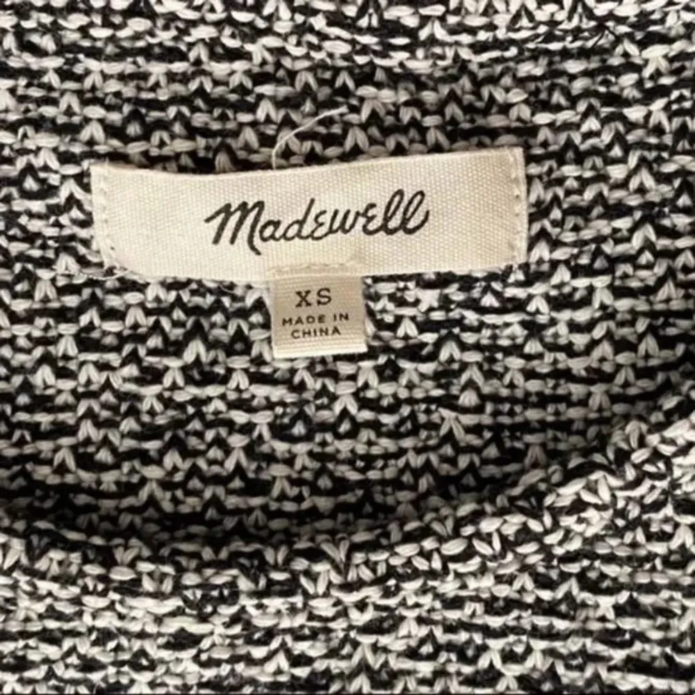 MADEWELL Black & White Tweed High-Low Swingy Fringe Tank Sweater Sz XS - Image 6