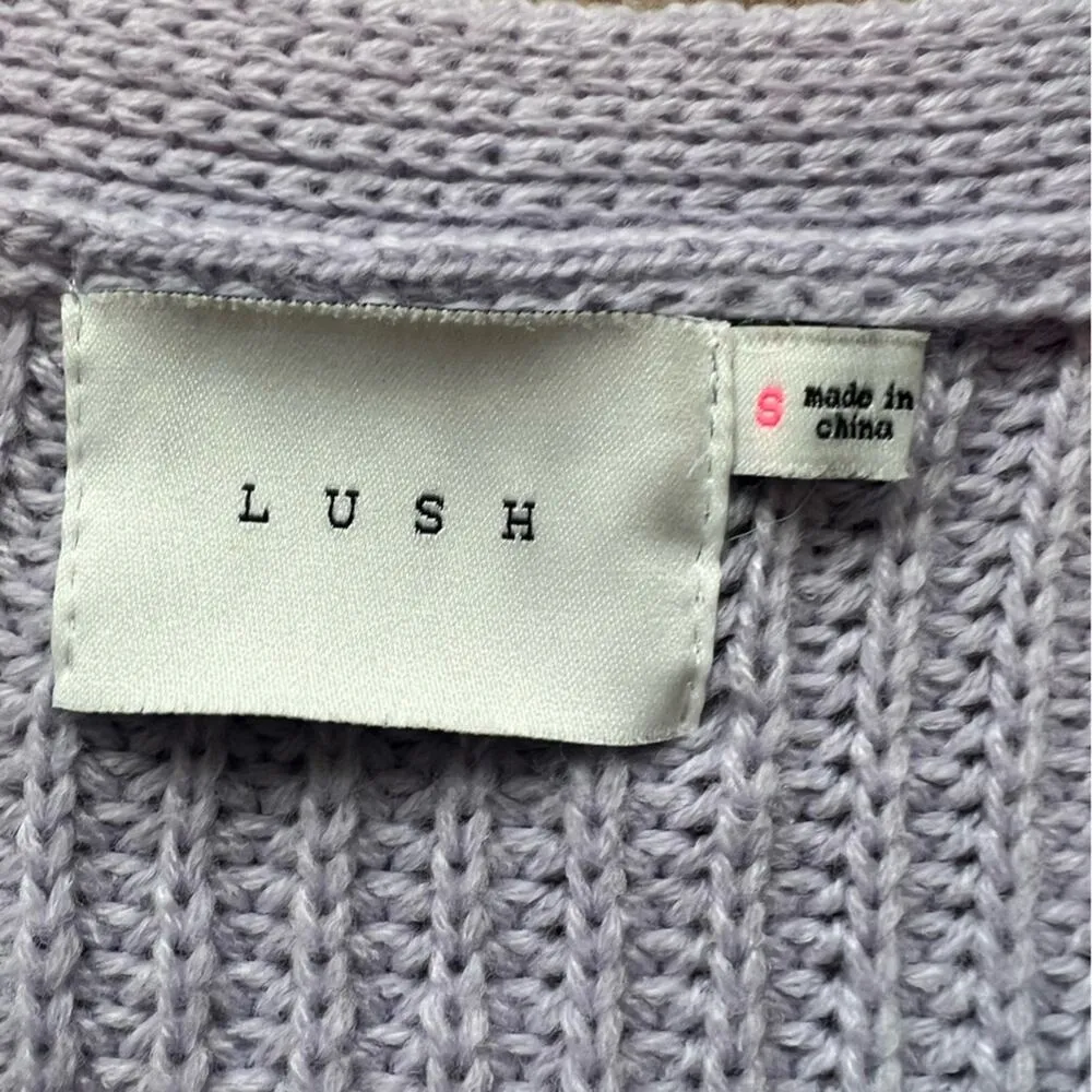Women’s Lush Lavender/Light Purple Cardigan, Size Small Oversized Balloon Sleeve - Image 5