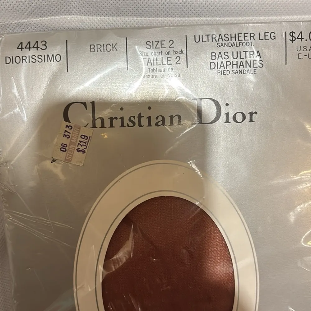 Vintage Christian Dior New sealed Hoisery pantyhose ultra sheer Size 2 Brick - Image 4