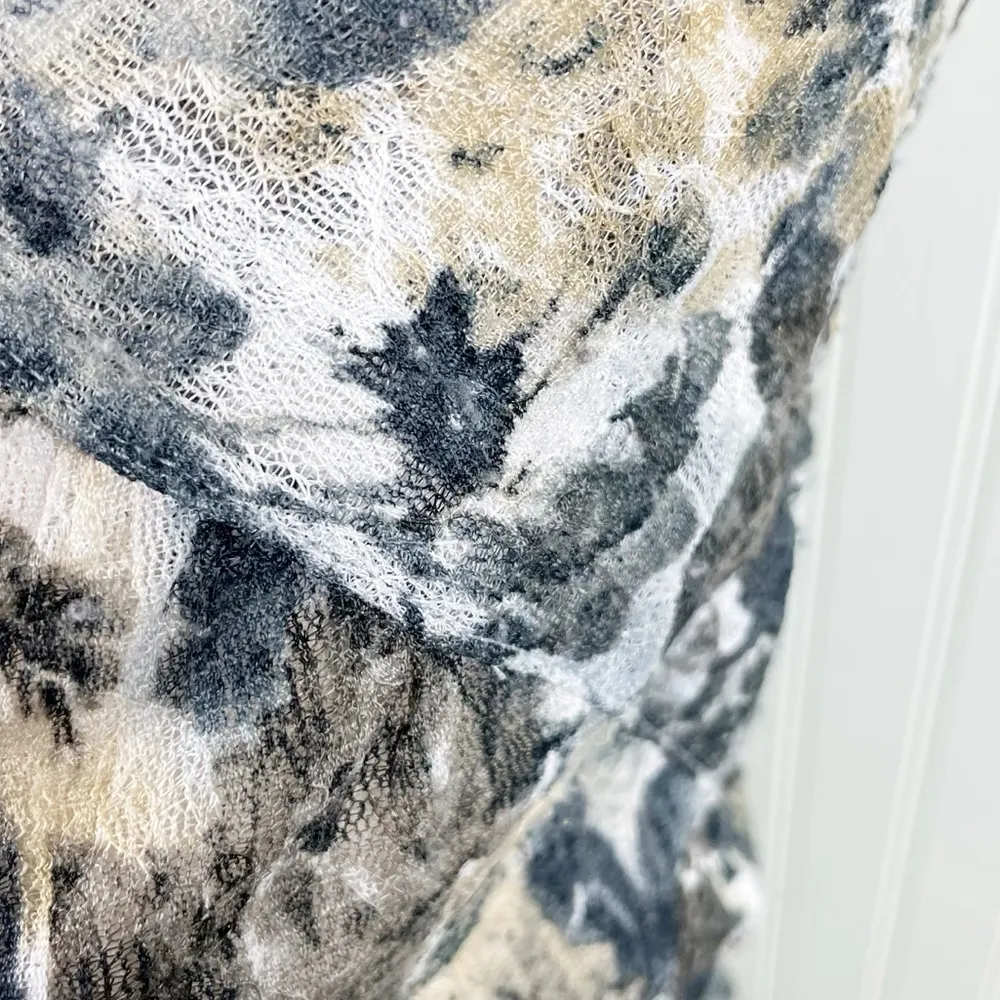 Free People Sheer Lace Ruffle Lettuce Hem Neutral Floral Print Tank Top Size XS - Image 7