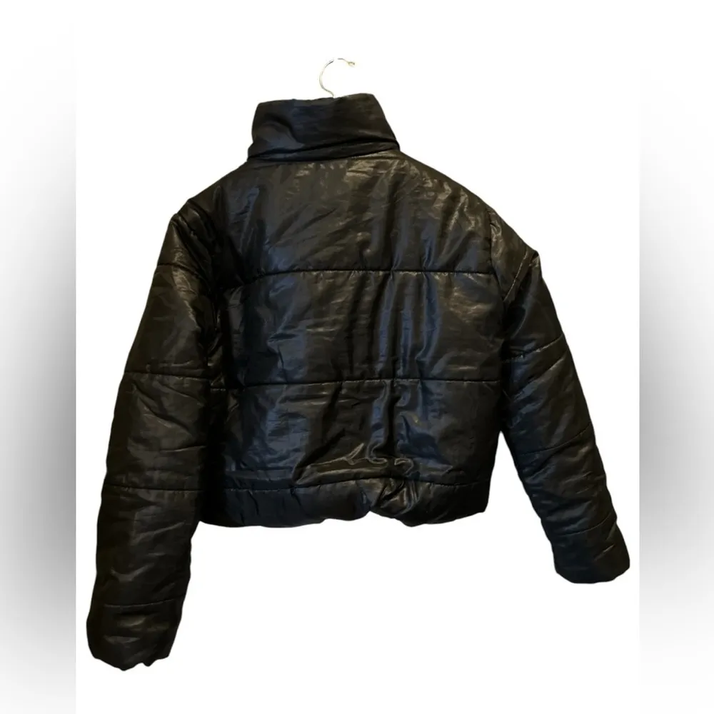 Rising Women's Black Cropped Puffer Jacket Size L High Neck Quilted Size L - Image 13