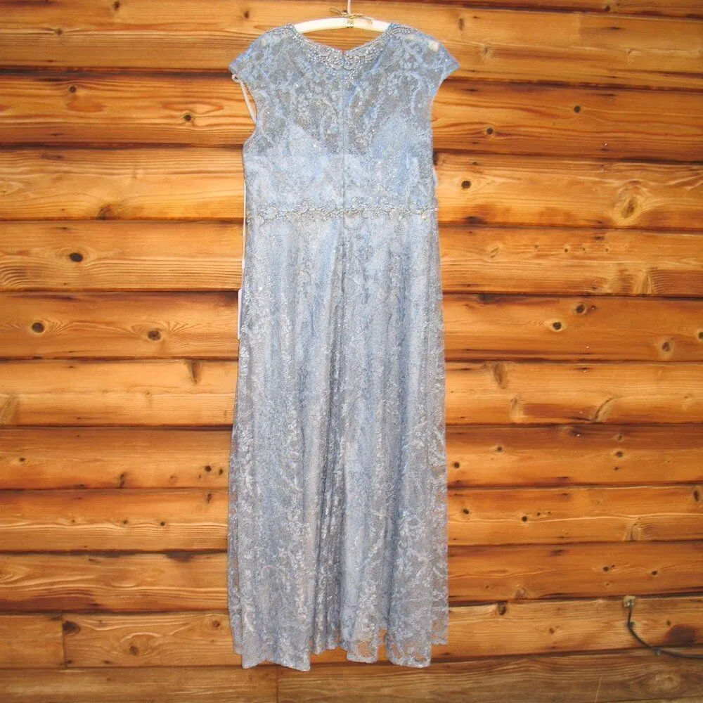 MAC DUGGAL  79430 Womens Blue Embroidered Cap Sleeve A Line Gown - Image 11