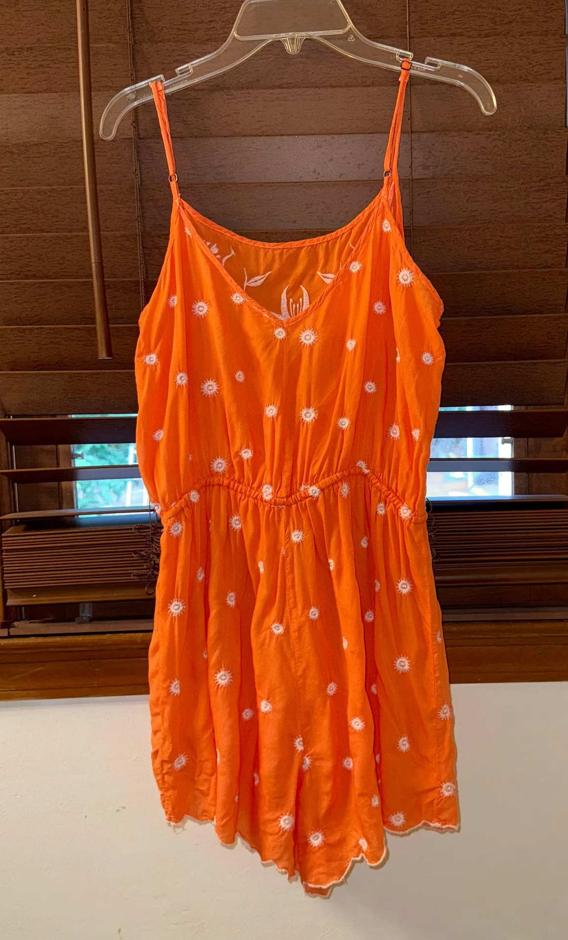 Anthropologie $88 PRE OWNED  x Eloise Elspeth Orange Embroidered Romper S - Image 4